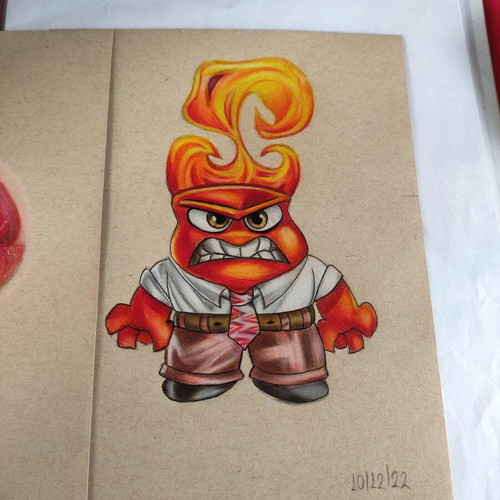 Anger drawing with colored pencils like new