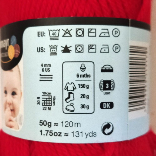Schachenmayr Baby Smiles Merino Mix knitting yarn new, red, pack of 15