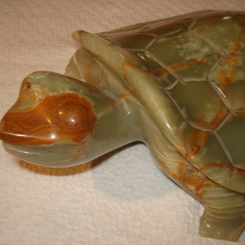 Decorative stone turtle used green brown