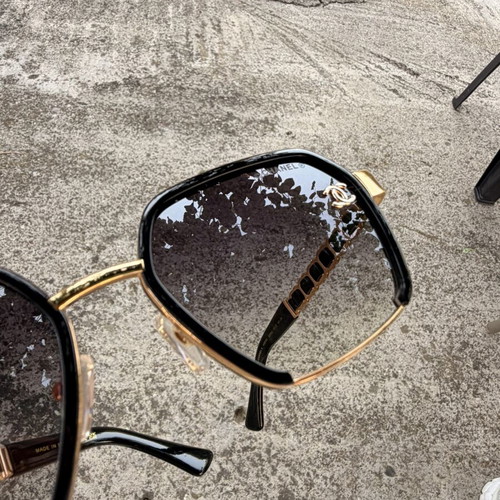 Chanel women's sunglasses black and gold, new model