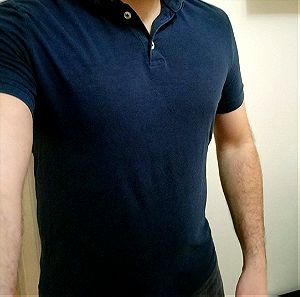 T-shirt polo slim fit μπλε σκούρο