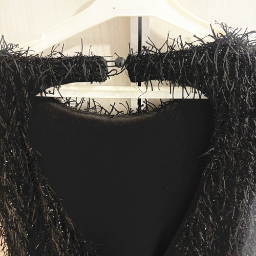 Black Evening Dress like new with Open Back and Rhinestone Details