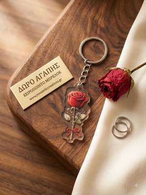 Handmade keychain with Heart & Roses design
