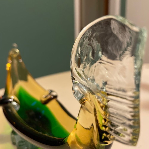 Decorative gondola Murano 1960 like new, green and yellow