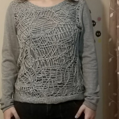 Women's knitted sweater gray like new, sizes L to XXL