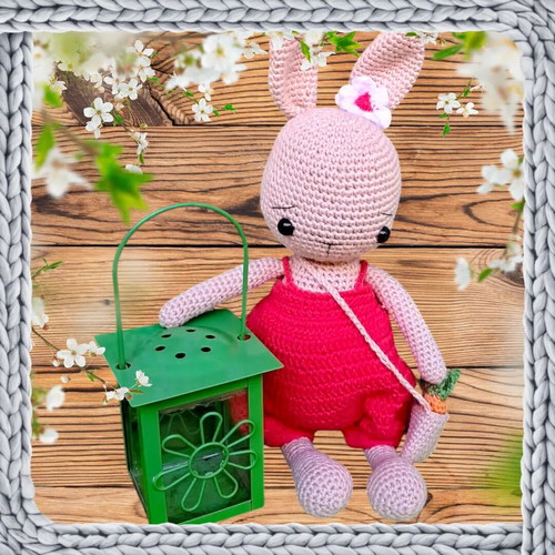 Handmade stuffed bunny toy new, crocheted with cotton yarns