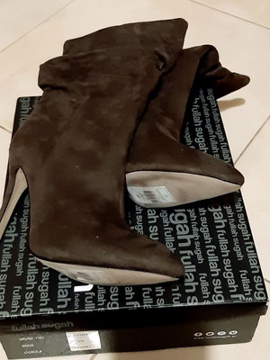 Fullah Sugah high heel boots, size 39, khaki suede