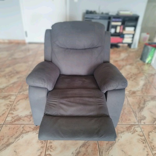 Recliner armchair graphite gray, like new, ecoleather fabric
