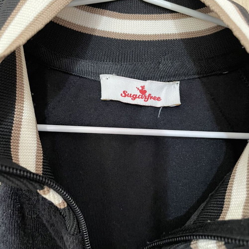 Sugarfree black velour zip-up jacket, size M