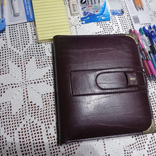 Complete stationery set with case and leather organizer, new