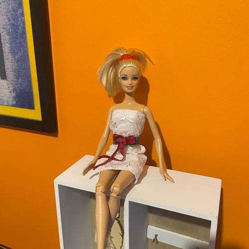 Barbie Mattel 1999 with handmade cotton dress and denim belt