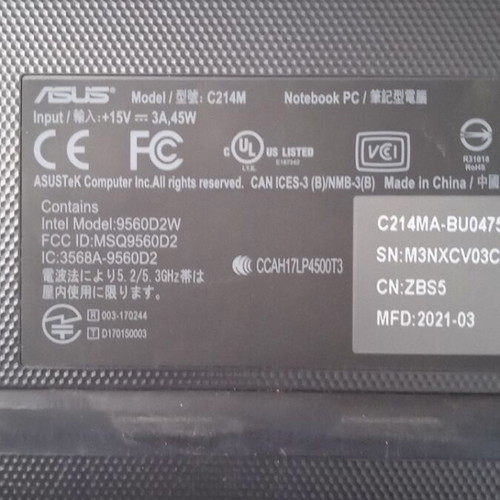 Asus C214M laptop parts used, missing one key and two screws