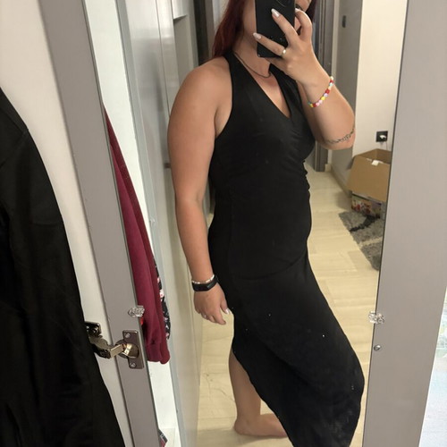 Black asymmetric dress medium like new, halter neck, evening wear