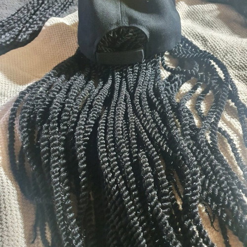 Hair set new with black braided ponytail and hat