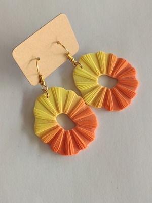Handmade earrings from polymer clay with steel hooks, new, yellow and orange