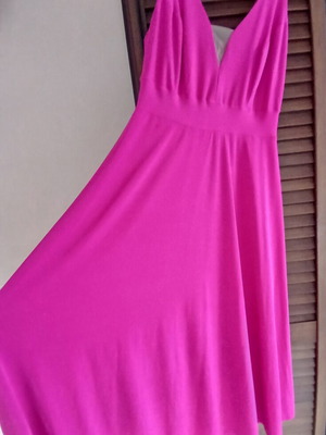 Maxi dress XXLOVE like new, fuchsia pink, deep V neckline
