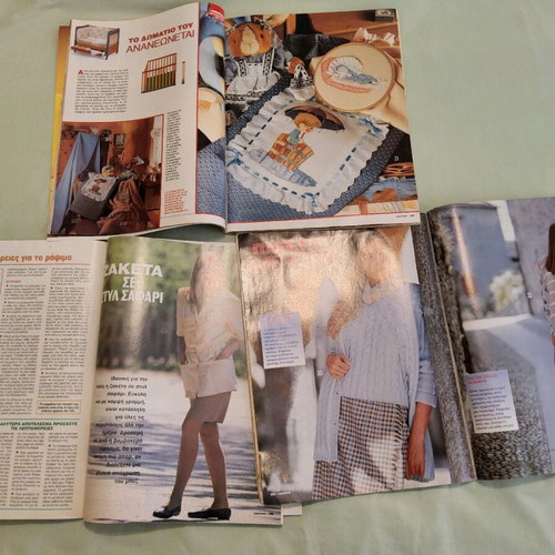 Ekeini magazines used with embroidery and knitting ideas