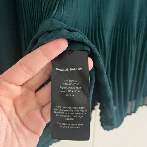 Samsoe Samsoe Fluid Emerald Blouse with Lining, New