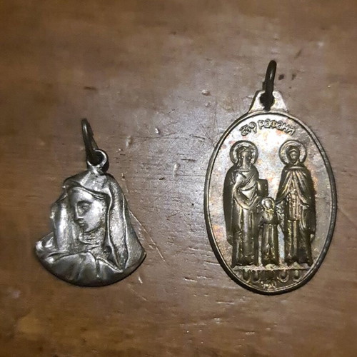 Silver 925, 950 pendants Panagia and St. Raphael used