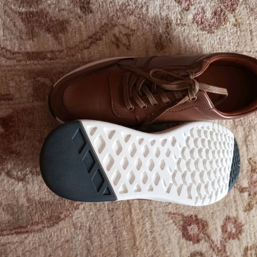 Men's leather tanned brown sneakers new, size 44