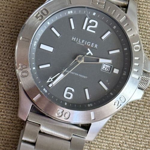 Tommy Hilfiger wristwatch with grey and silver case and bracelet