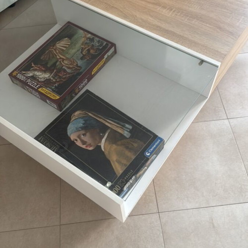 Coffee table like new with drawer and glass top 1.20x80 m