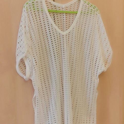 White beach dress, new, perforated