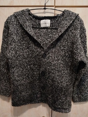 Zara knitted cardigan jacket with hood new, black and grey, age 7