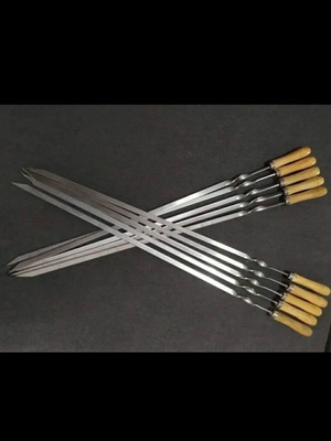 Inox skewers for mangali, 3 mm thick, 60 cm long, set of 10 new