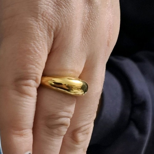 Steel ring veraki new, gold color, size 55