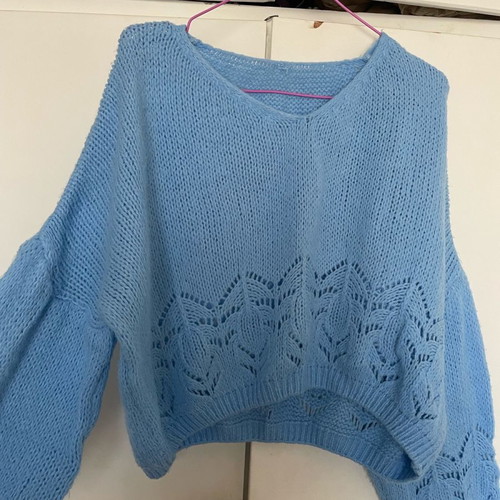 Knitted sweater women's blue size S new