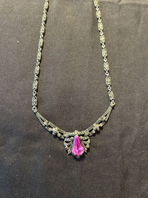Vintage silver necklace 925 with purple stone like new