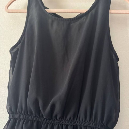 Black Asymmetrical Dress like new, chiffon, mini/maxi