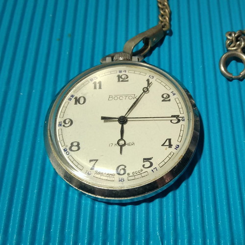 Vintage Soviet pocket watch used, mechanical Vostok