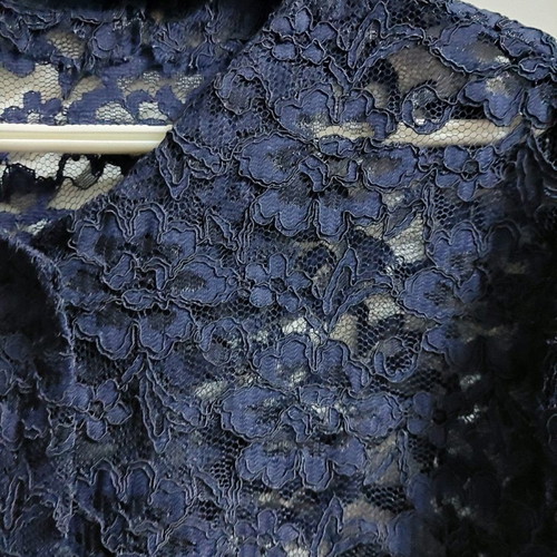 Luxury lace cardigan, for bulky, 3XL, size 58, length 85cm, dark blue, long sleeve