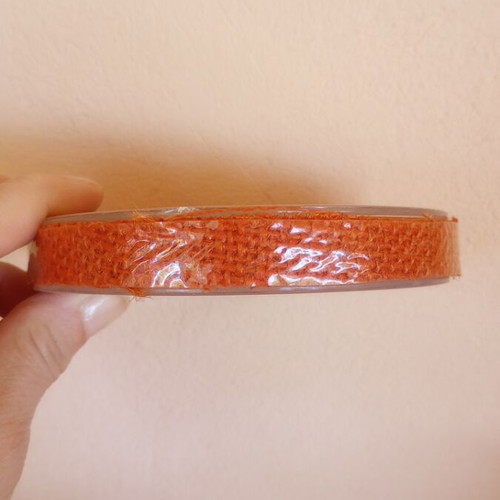 Fabric Ribbon burlap 1.5 cm width, new, 10 yards orange