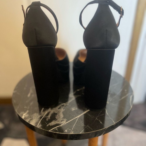 Women's platform pumps new size 41 black with ankle strap