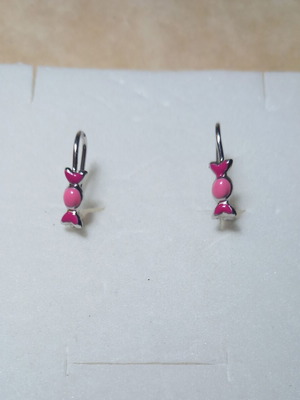Silver 925° earrings with pink enamel candy design new