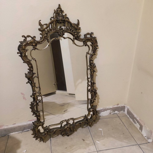 Console with mirror elegant baroque style like new, natural marble
