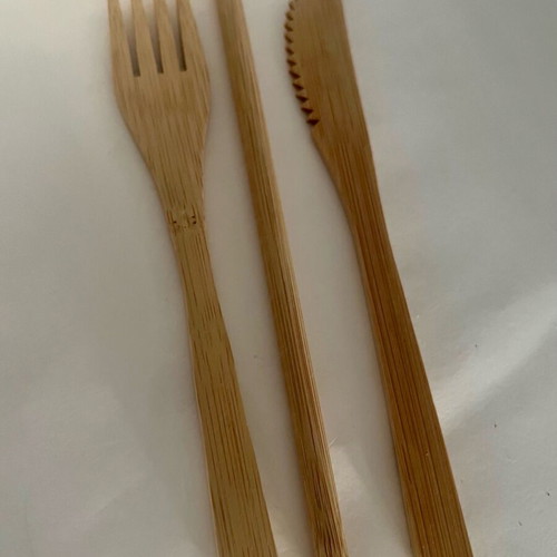 Bamboo fork knife straw set new