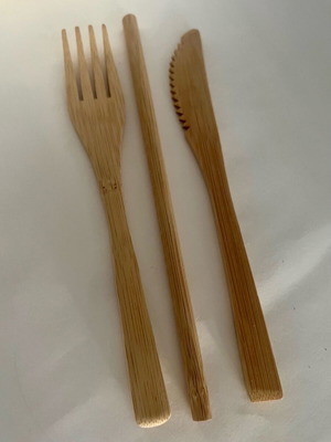 Bamboo fork knife straw set new
