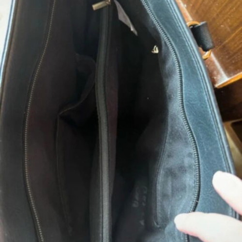 Shoulder bag used, black and red, spacious with strap