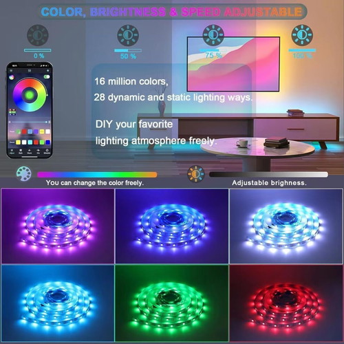RGB LED strip 6m with motion sensor like new, APP and remote control