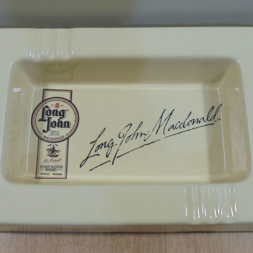 Long John McDonald scotch whisky old promotional ceramic ashtray used
