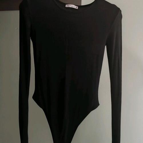 Zara women's bodysuit used, black rib knit, size S/M