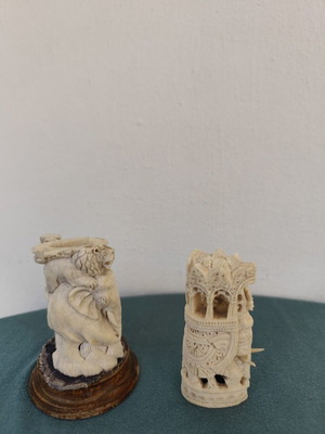 Asian Bone Figurines Used with Intricate Pierced Carving