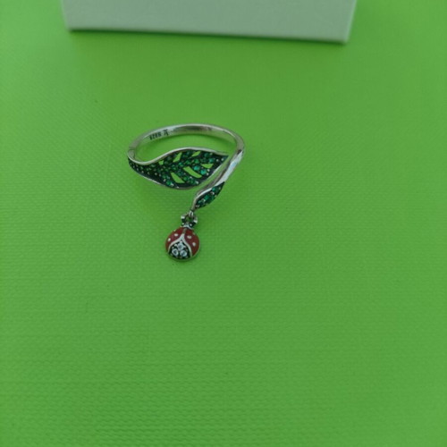 Silver 925 ring resizable with ladybug used, multicolor