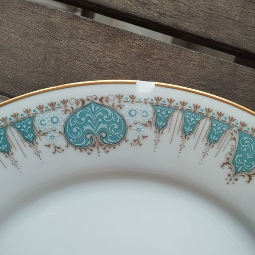 Noritake Bluetide 2256 dinner plates set of 4 used, Japan