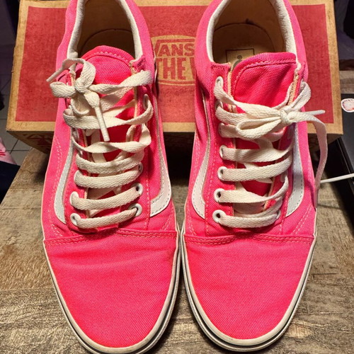 Vans Old Skool sneakers like new, neon pink and white, size 40.5