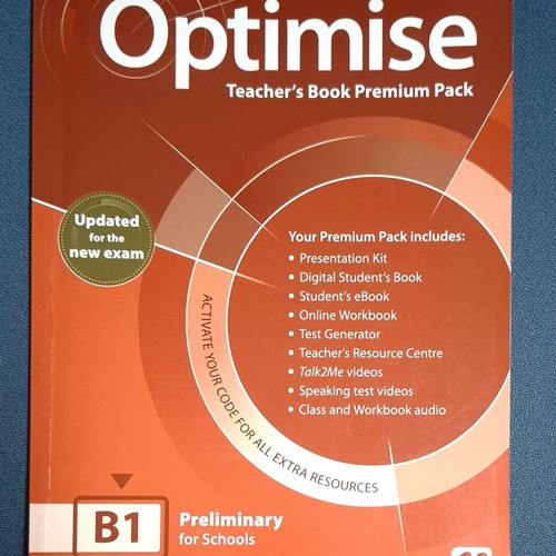 Optimise B1 Preliminary for Schools Teacher's Book Premium Pack like new, updated for the new exam